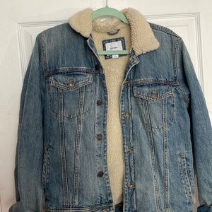 Sherpa-Lined Non-Stretch Jean Jacket for Men